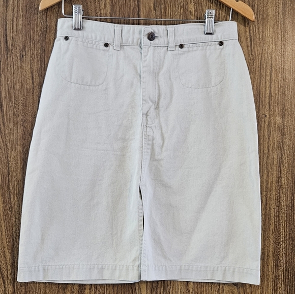 R.G. Browns White Denim Midi Skirt – Front-Pocket High-Waist Jean Skirt, Size 29 - Picture 7 of 8